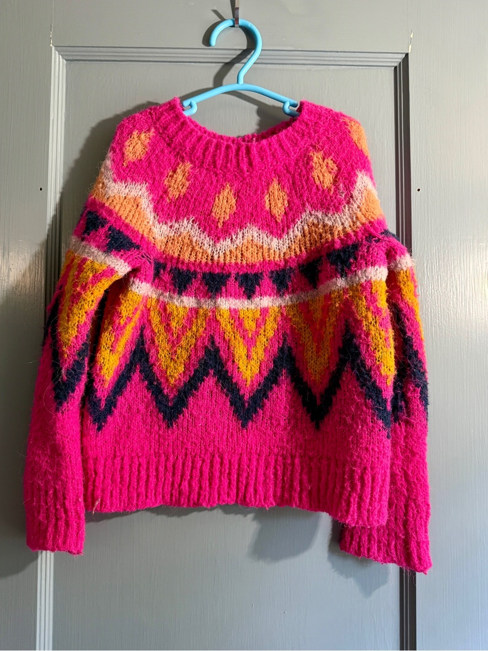 Cat & Jack Hot Pink Geometric Fair Isle Turtleneck Sweater